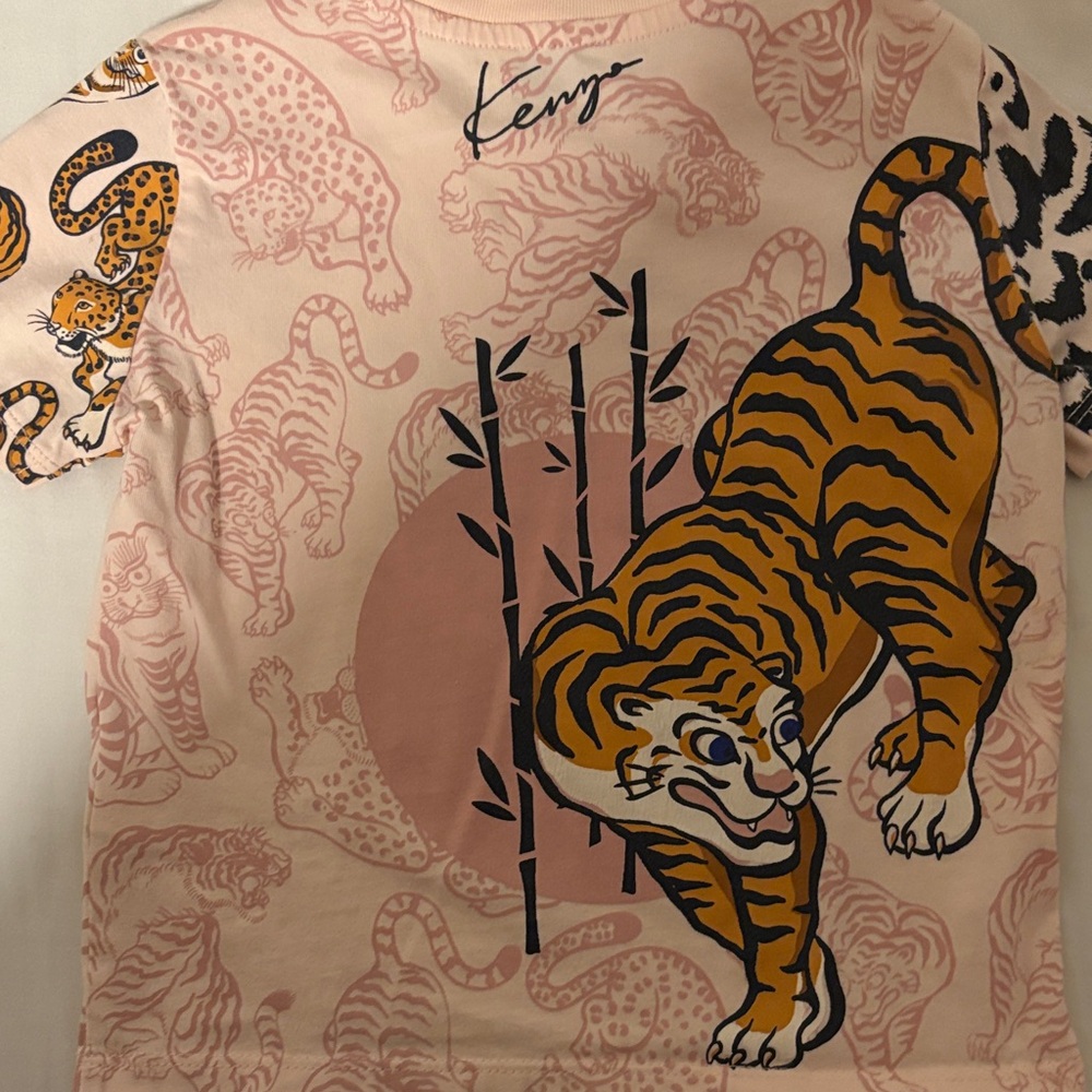 Kenzo Kids Peach and Black Animal Print T-Shirt - Picture 3 of 3